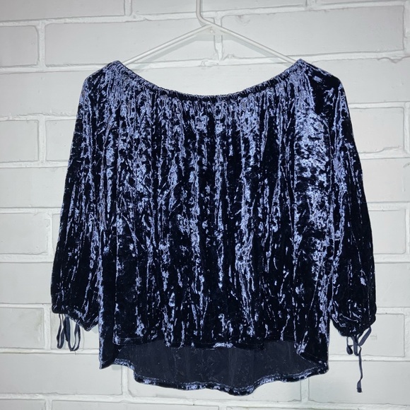 🟤American Eagle 🦅 Blue Velvety Blouse - Picture 3 of 4